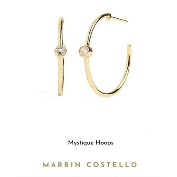 Marrin Costello Curateur Hoop Earrings 14k Gold Plated Sterling Silver Topaz NWT - Picture 1 of 12